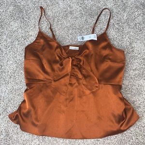A&F satin tie front cami